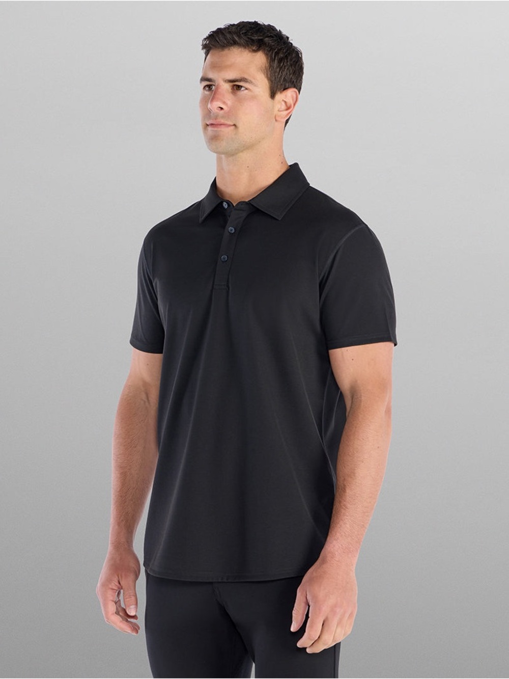 BYLT Premium Basics Polo Shirt Mens XL Black Short Sleeve Solid Button Collar